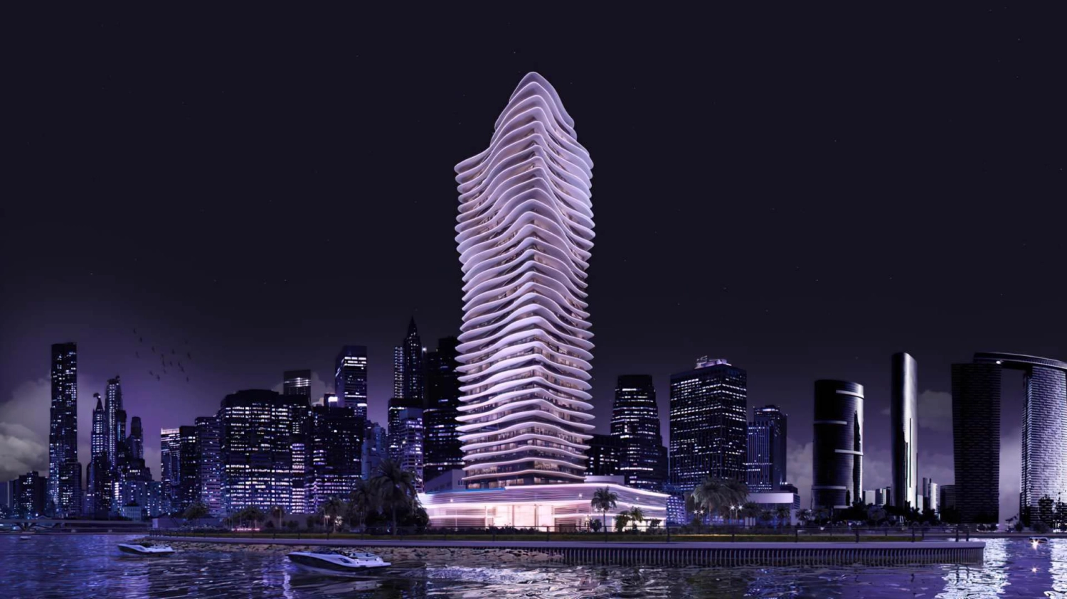 High-rise architecture of Elie Saab Waterfront against the Abu Dhabi skyline